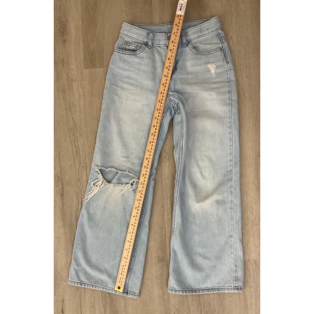 Wonder Nation Girls Light Wash Distressed Wide Leg Jeans Size 8 Adjustable Waist - Picture 5 of 7